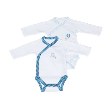 BODIES BLANC BLEU LOT DE 2 NEW TAILLE 1 MOIS LAZARE