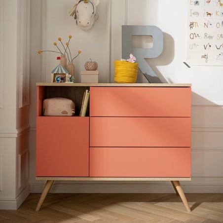 Commode 1 porte 3 tiroirs 1 niche version Corail Boréale