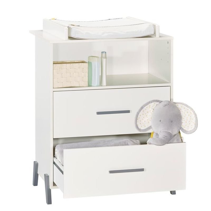 Trio lit 120x60 + commode + armoire Joy Gris