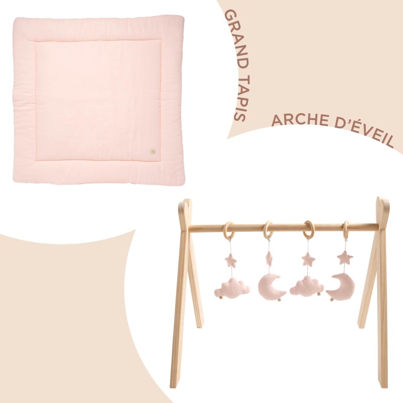 Pack tapis de jeux + arche d'éveil uni Pétale