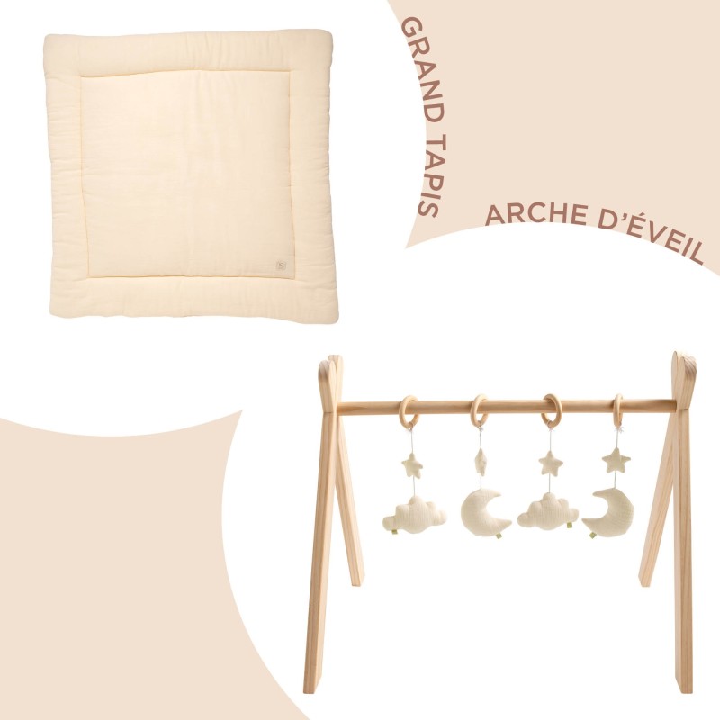 Pack tapis de jeux + arche d'éveil uni Vanilla