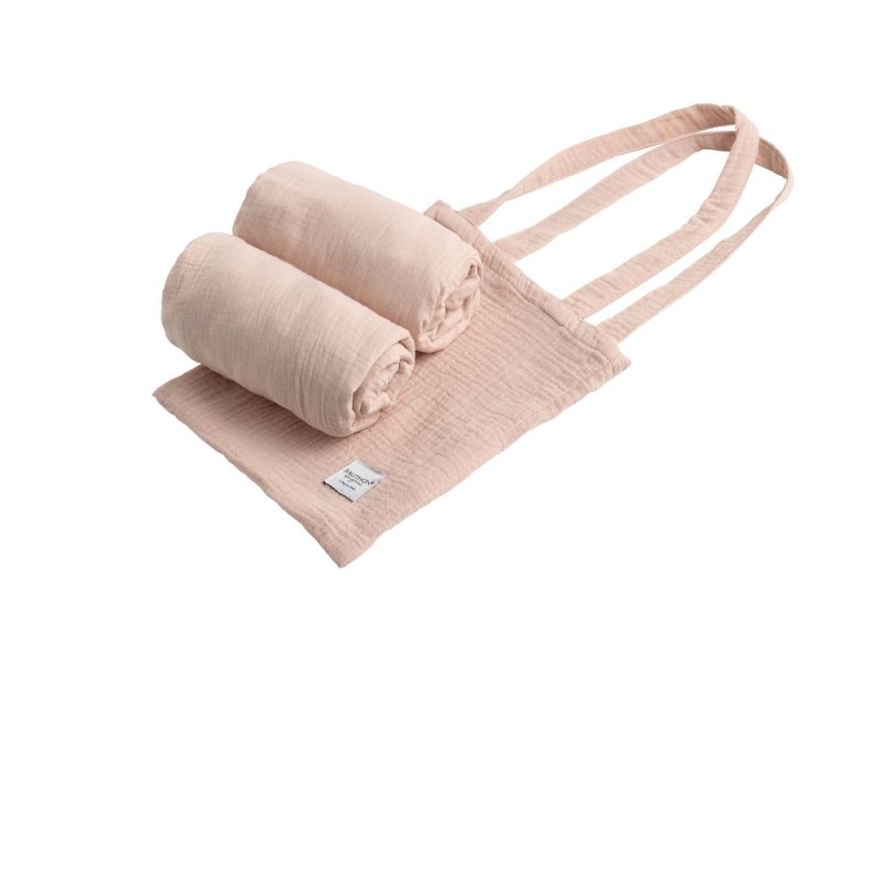 Pack berceau Eclipse Corail avec son matelas, et son linge Rose Quartz