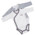 Lot de 2 bodies blanc/bleu marine - 3 mois Mister Bouh