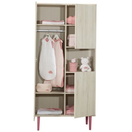 Armoire 3 portes et 1 niche Rose Opaline