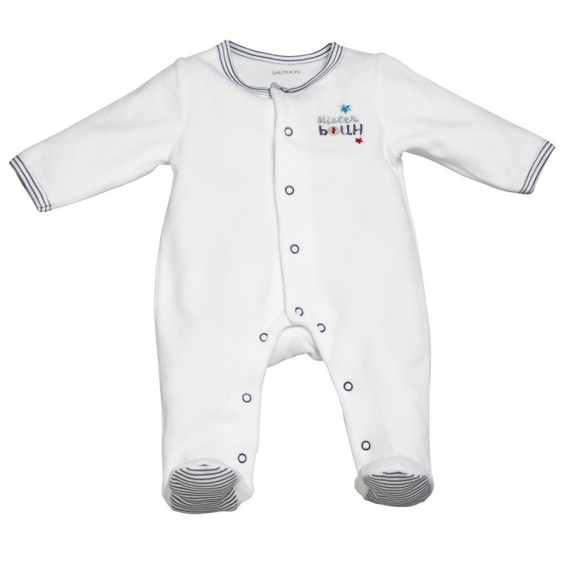 Pyjama velours blanc - Naissance - Mister Bouh