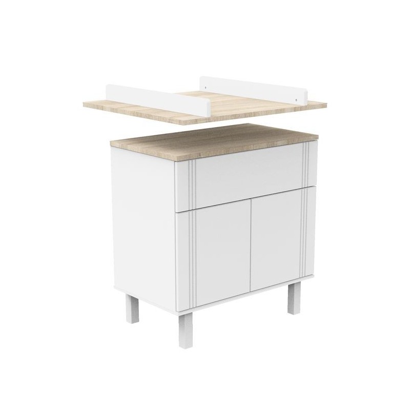 Duo lit 140x70 + commode Eleonore Blanc