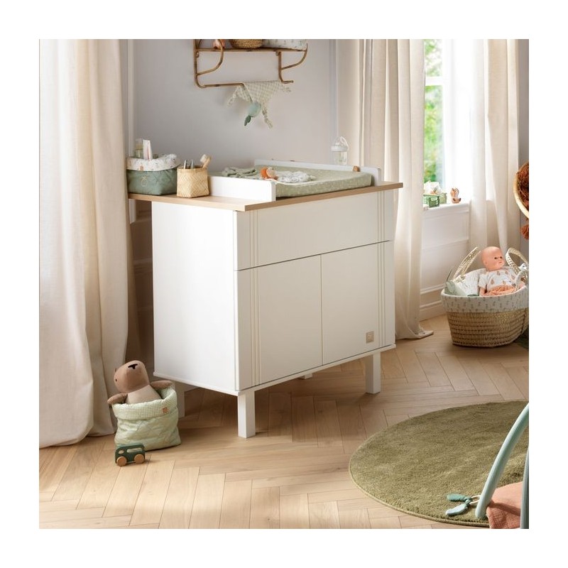 Duo lit 140x70 + commode Eleonore Blanc