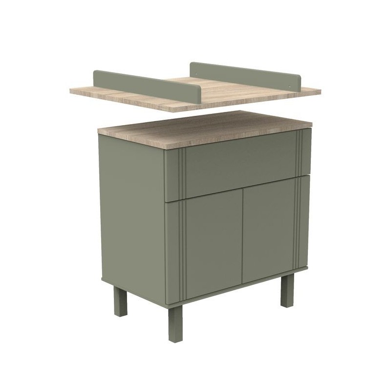 Duo lit 140x70 + commode Eleonore Kaki