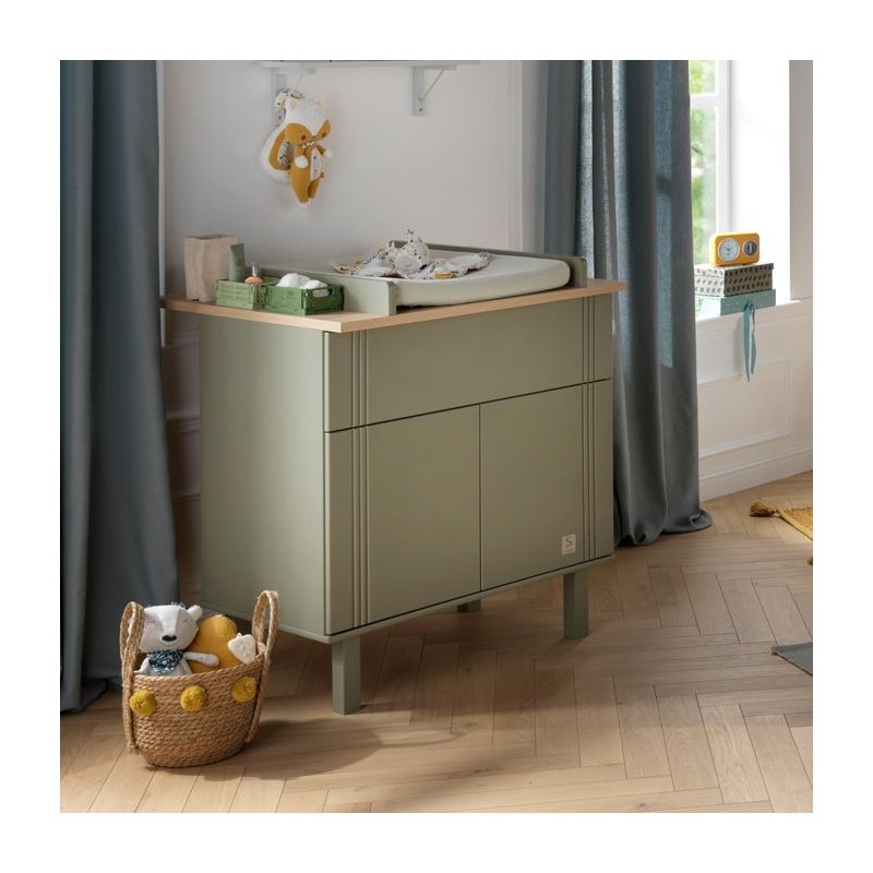 Duo lit 140x70 + commode Eleonore Kaki