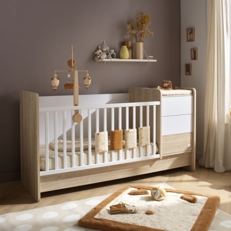 Lit bébé combiné évolutif 140x70 en 90x190 Paloma