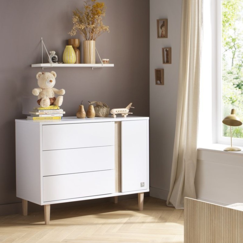 Commode bébé 3 tiroirs 1 porte Paloma