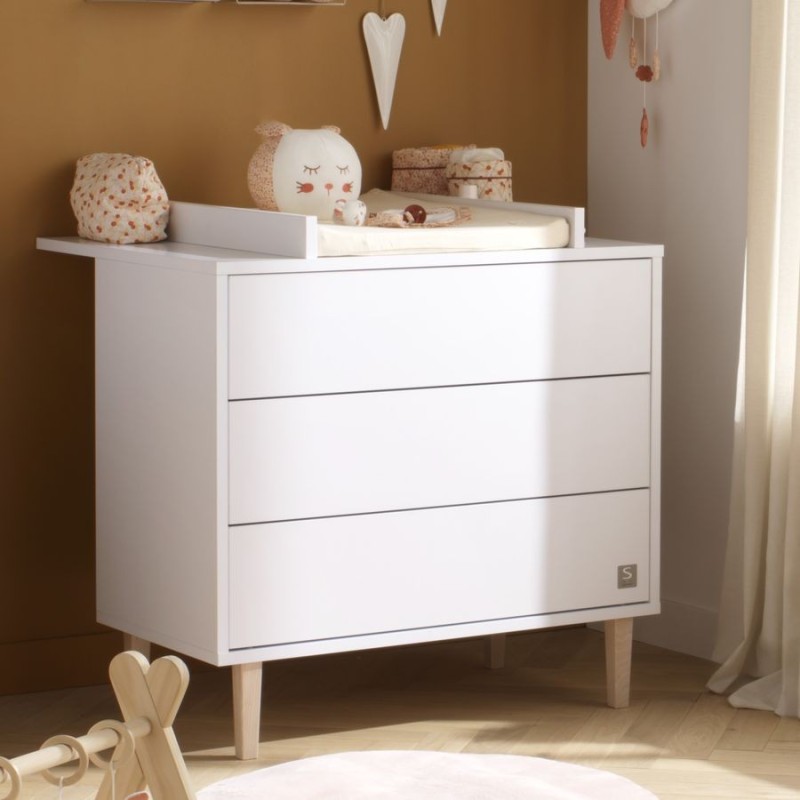 Duo M évolutif Paloma lit 120x60cm transformable + commode 3 tiroirs