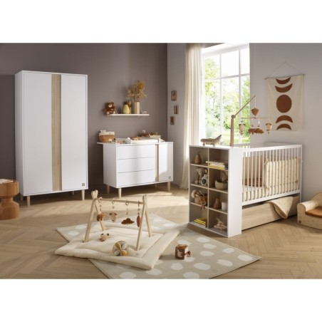 Trio XL Paloma évolutif lit 120x60cm transformable + grande commode + armoire