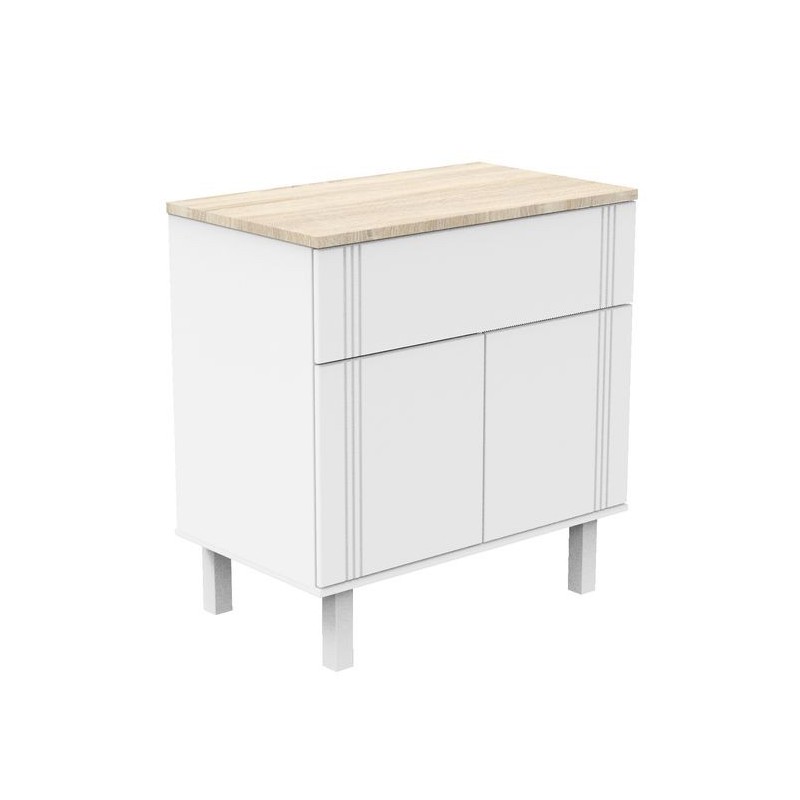 COMMODE 2 PORTES & 1 TIROIR ELEONORE BLANC