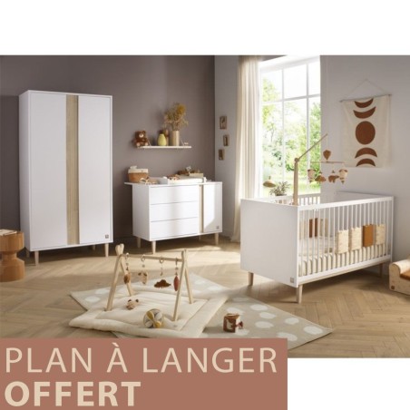 Trio XL Paloma évolutif lit 140x70cm + grande commode + armoire